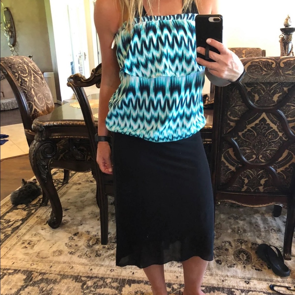 New York & company strapless ruffle top